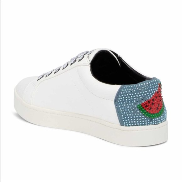 Sam Edelman The Circus Watermelon Rhinestone White Low Top Sneakers 7 - Picture 11 of 12